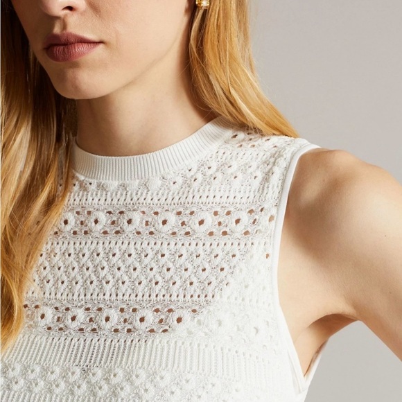 TED BAKER MALEKO LACE STITCH DRESS, WHITE,size:1,zero waste,GREAT FOR HOLIDAYS! - Picture 3 of 15